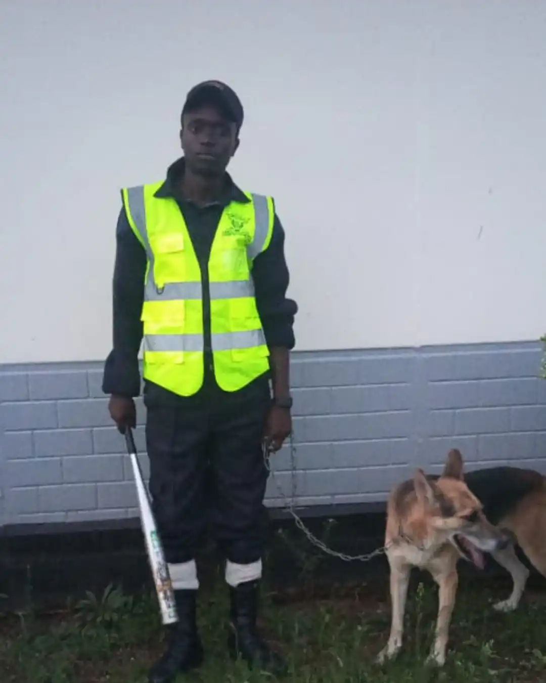Professional security guard monitoring premises
